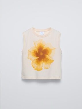 NWT Zara Kids Cream Sleeveless Tank with Yellow Floral Print 9/10Y